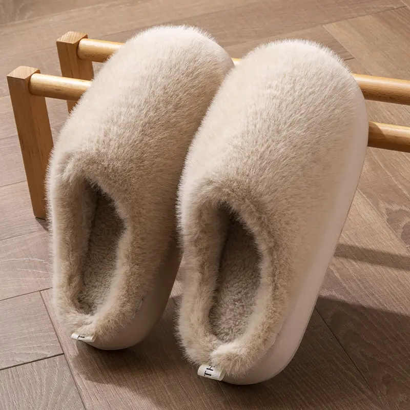 Cotton Slippers Women's Winter Indoor Home Warm fleece-lined Couple's Household Non-Slip Thick Bottom Mao Mao Mao Slippers for Men in Autumn and Winter