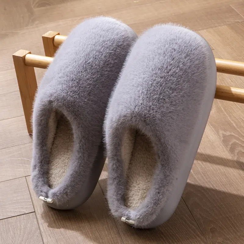 Cotton Slippers Women's Winter Indoor Home Warm fleece-lined Couple's Household Non-Slip Thick Bottom Mao Mao Mao Slippers for Men in Autumn and Winter