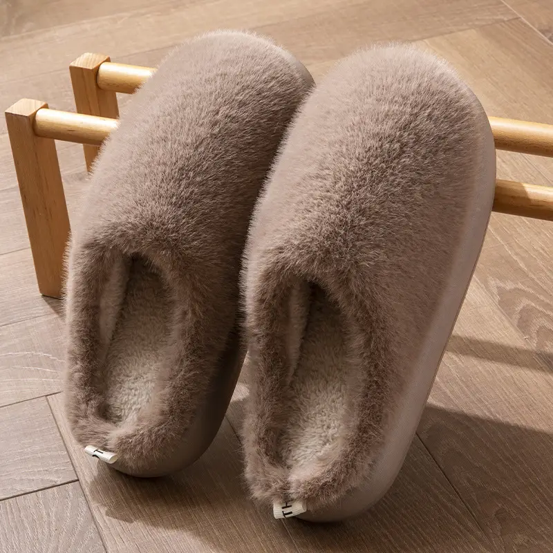 Cotton Slippers Women's Winter Indoor Home Warm fleece-lined Couple's Household Non-Slip Thick Bottom Mao Mao Mao Slippers for Men in Autumn and Winter