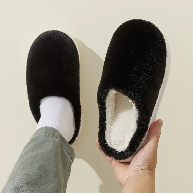 Cotton Slippers Women's Winter Indoor Home Warm fleece-lined Couple's Household Non-Slip Thick Bottom Mao Mao Mao Slippers for Men in Autumn and Winter