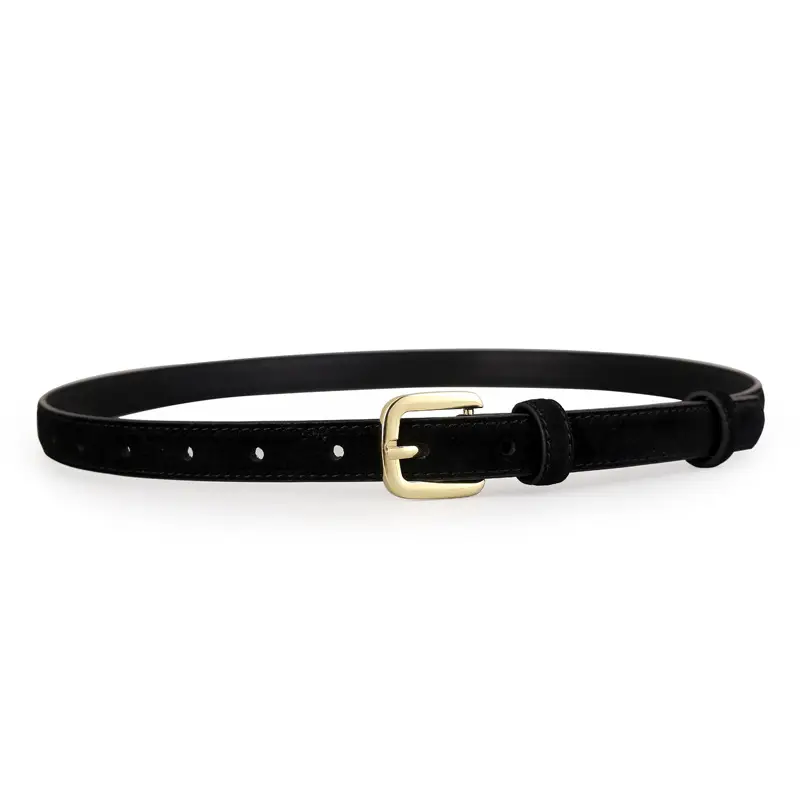 Women's Brown Leather Belt with Gold Buckle - Image 8
