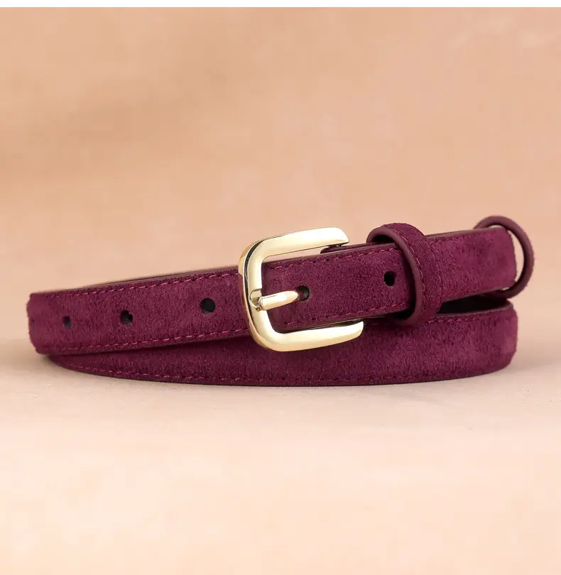 Women's Brown Leather Belt with Gold Buckle — feature 18