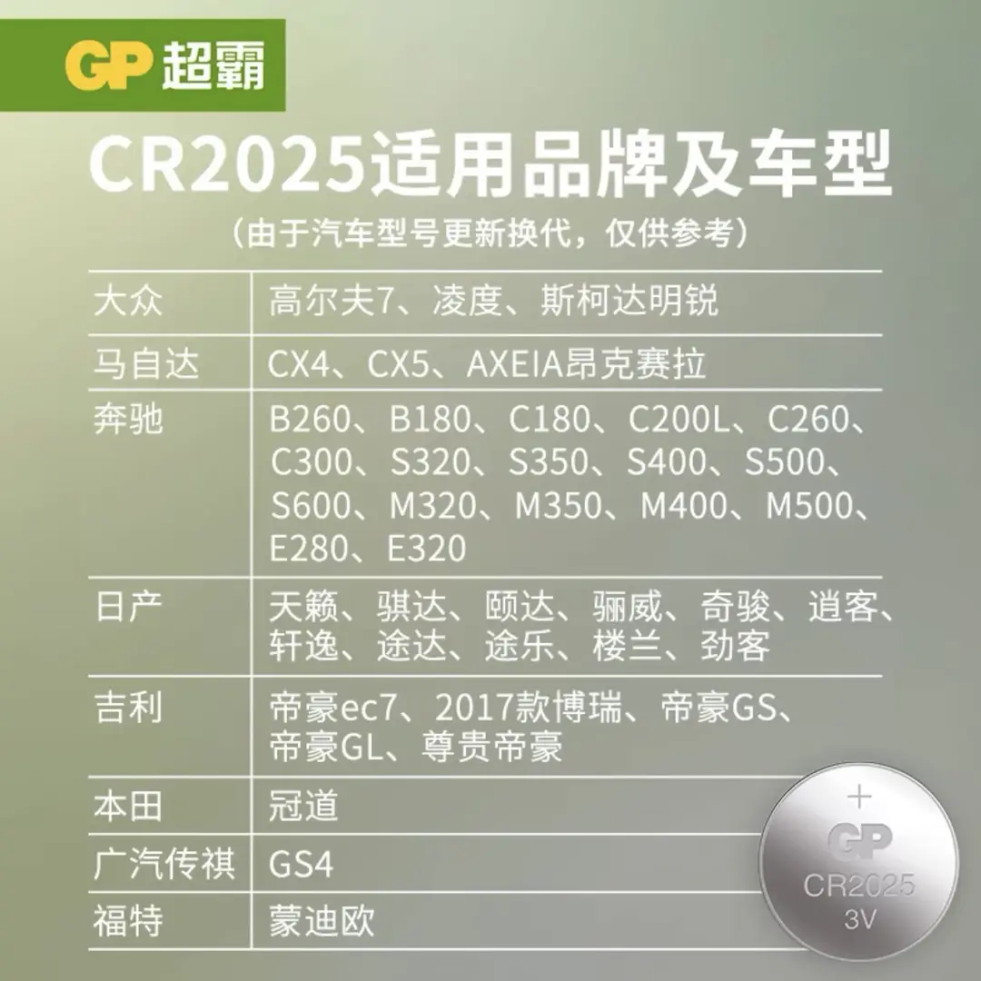 GPSuper CR2032 button cell 3VCR2025/CR2016 3V car key (a generation of hair.)