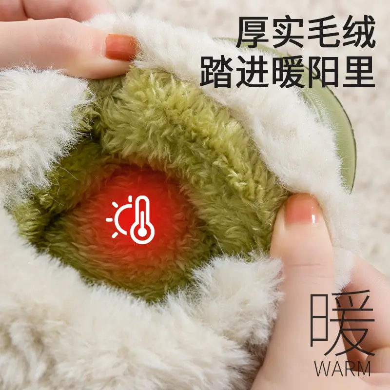 Cute Cotton Slippers for Women with Heel for Winter Outer Wear 2025 New Indoor Home Thick-Soled Non-Slip Warm Fleece-Lined Cotton Shoes - Image 9