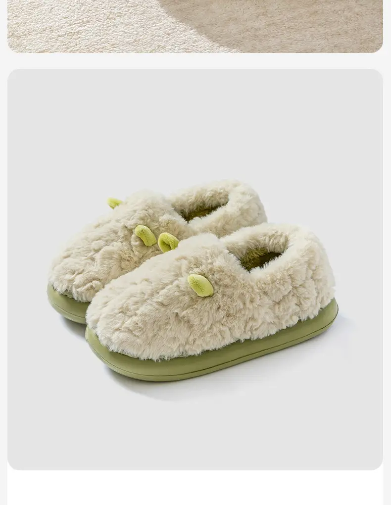 Cute Cotton Slippers for Women with Heel for Winter Outer Wear 2025 New Indoor Home Thick-Soled Non-Slip Warm Fleece-Lined Cotton Shoes — feature 3