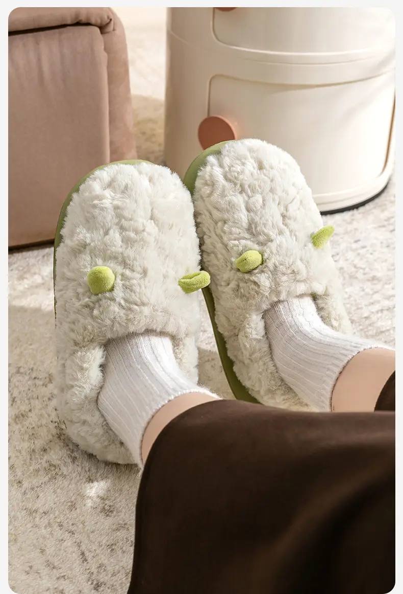 Cute Cotton Slippers for Women with Heel for Winter Outer Wear 2025 New Indoor Home Thick-Soled Non-Slip Warm Fleece-Lined Cotton Shoes — feature 6