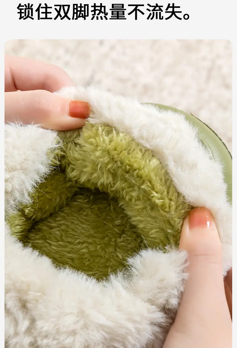 Cute Cotton Slippers for Women with Heel for Winter Outer Wear 2025 New Indoor Home Thick-Soled Non-Slip Warm Fleece-Lined Cotton Shoes — feature 8
