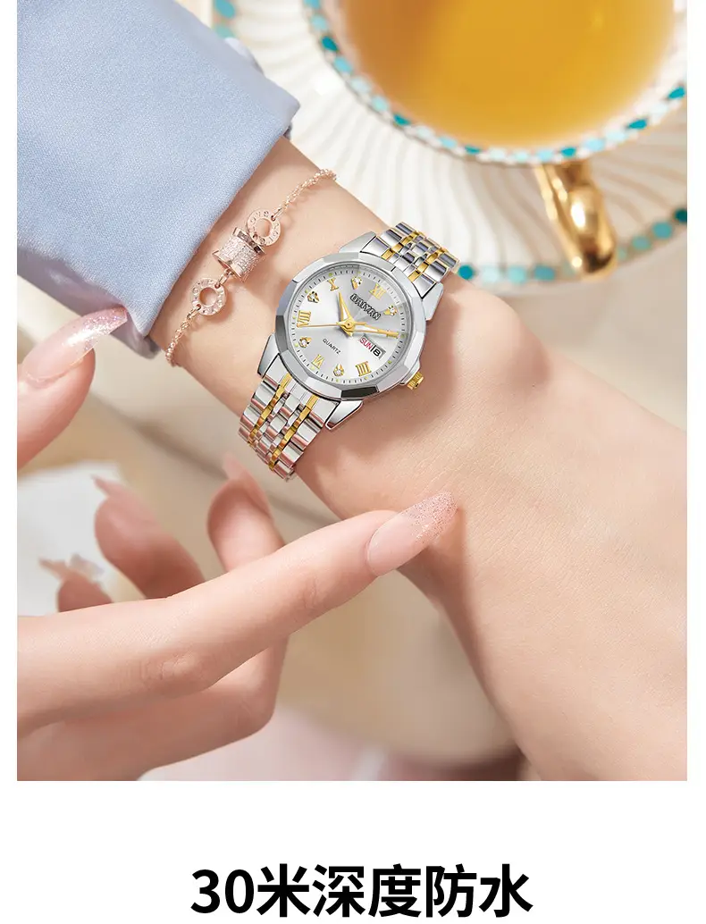 Women's Stainless Steel Quartz Watch with Large Dial & Dual Calendar — feature 8