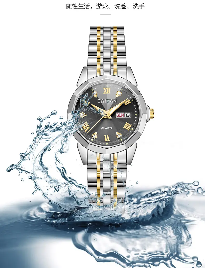 Women's Stainless Steel Quartz Watch with Large Dial & Dual Calendar — feature 9