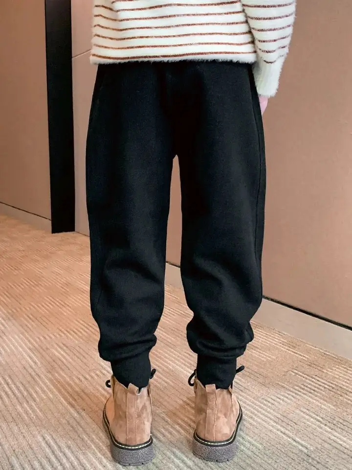 Children's Fleece-Lined Warm Sports Pants for Autumn and Winter, Versatile Casual Pants for Kids, Trendy Style for Young Children — feature 10