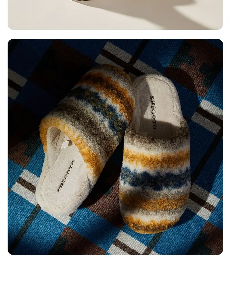 Cotton Slippers for Autumn and Winter, Korean Style Home Cotton Shoes, Non-Slip Plush Slippers, Warm New Models for Men and Women, Thick-Soled, Non-Slip, Silent — feature 17