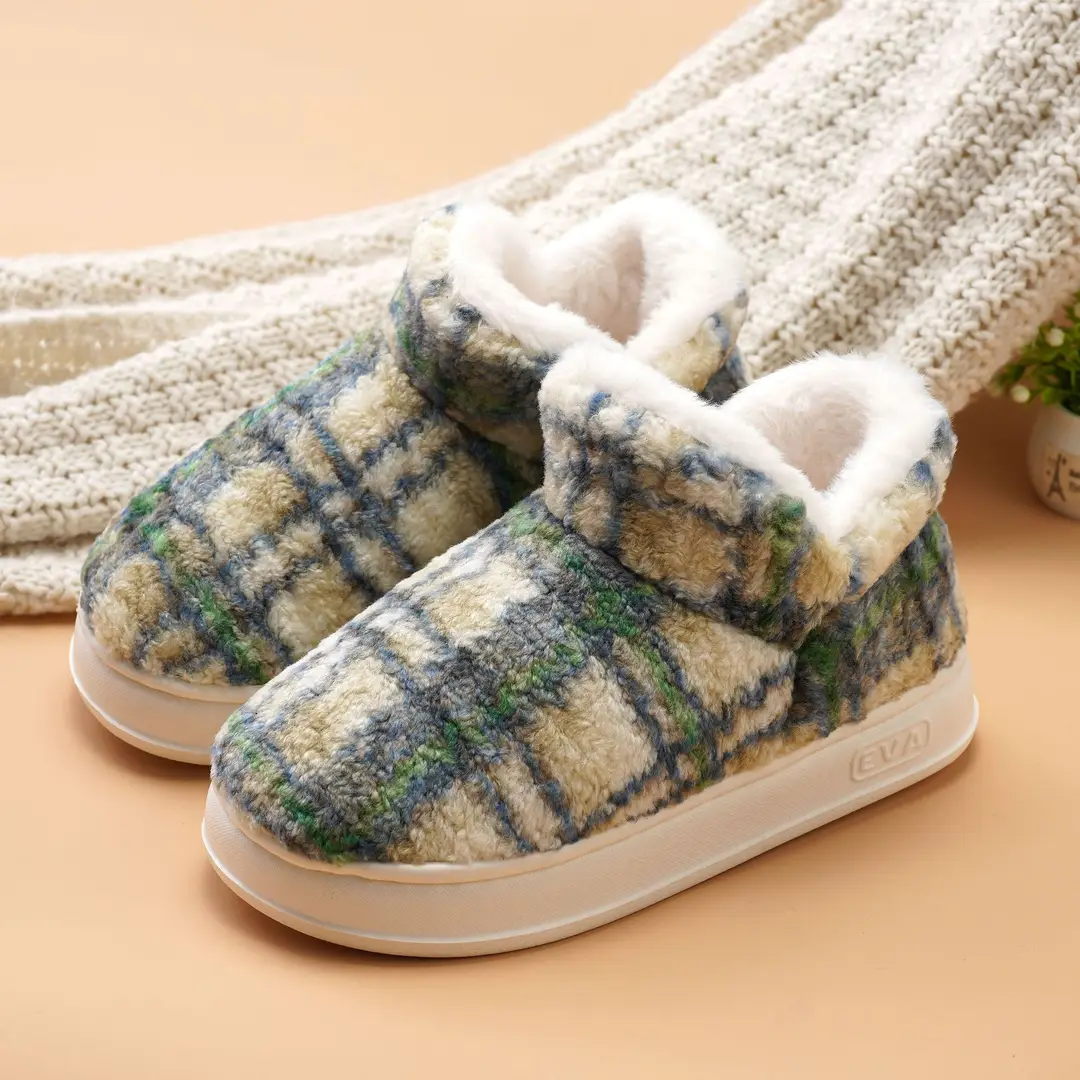 Cotton Slippers for Autumn and Winter, Korean Style Home Cotton Shoes, Non-Slip Plush Slippers, Warm New Models for Men and Women, Thick-Soled, Non-Slip, Silent - Image 5