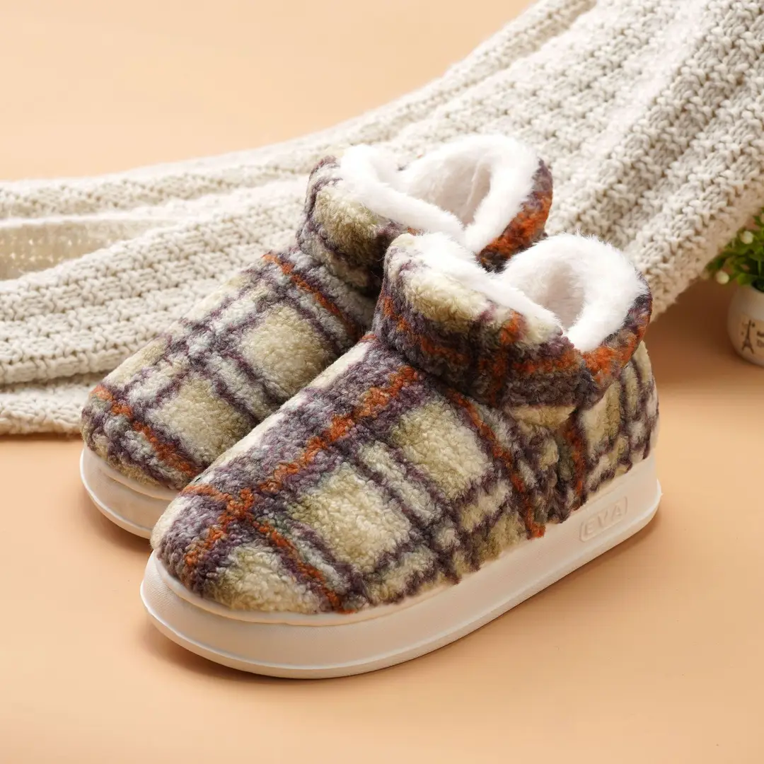 Cotton Slippers for Autumn and Winter, Korean Style Home Cotton Shoes, Non-Slip Plush Slippers, Warm New Models for Men and Women, Thick-Soled, Non-Slip, Silent - Image 6
