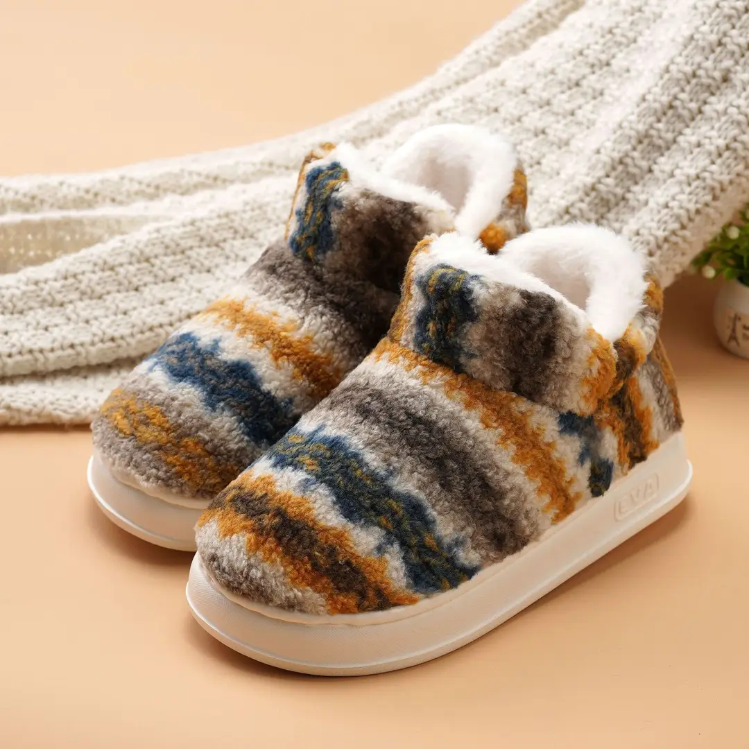Cotton Slippers for Autumn and Winter, Korean Style Home Cotton Shoes, Non-Slip Plush Slippers, Warm New Models for Men and Women, Thick-Soled, Non-Slip, Silent - Image 7