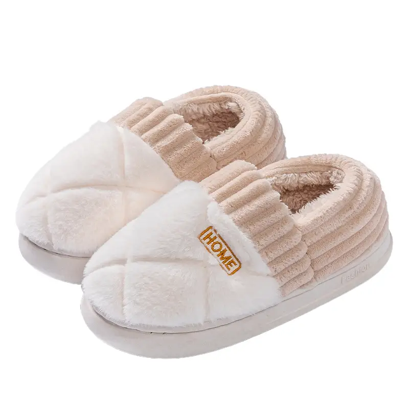 2025 Cotton Slippers for Men, Winter Indoor Home Non-Slip Thick Sole Fleece-Lined Thickeneded Warm Couple Cotton Shoes for Women to Wear Outside - Image 9