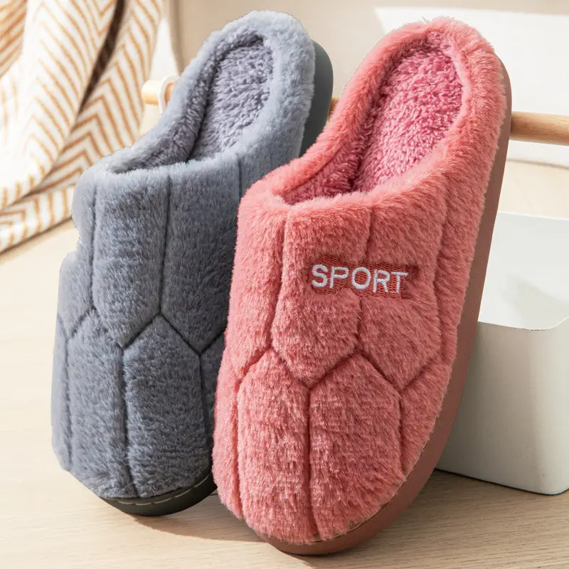 Cotton Slippers for Men and Women at Home, Warm and Non-Slip Confinement Shoes, Thick-Soled Plush Slippers, Autumn and Winter Couples Home Indoor Cotton Slippers