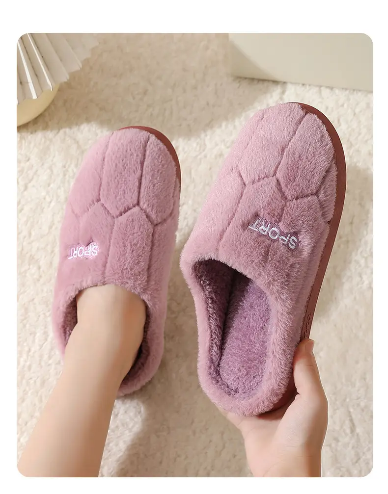 Cotton Slippers for Men and Women at Home, Warm and Non-Slip Confinement Shoes, Thick-Soled Plush Slippers, Autumn and Winter Couples Home Indoor Cotton Slippers — feature 13
