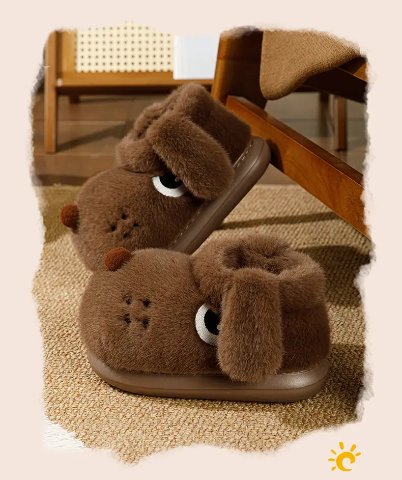 Nanbo Wan Cute Puppy Bag and Cotton Shoes Women's Winter Couple's fleece-lined Warm Indoor Home Cotton Boots Men's Outwear — feature 10