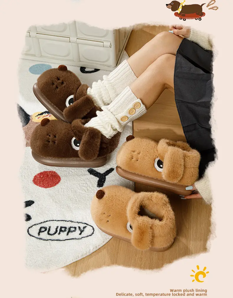 Nanbo Wan Cute Puppy Bag and Cotton Shoes Women's Winter Couple's fleece-lined Warm Indoor Home Cotton Boots Men's Outwear — feature 12