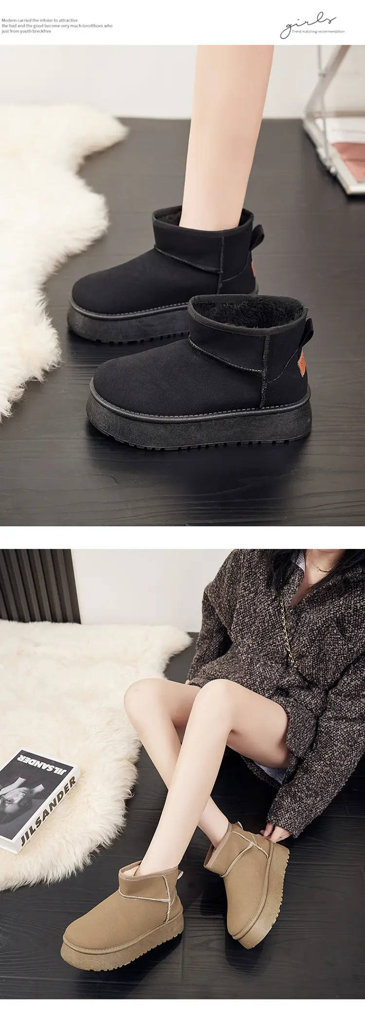Women's Fleece Lined Snow Boots Mid-Calf Warm Winter — feature 18