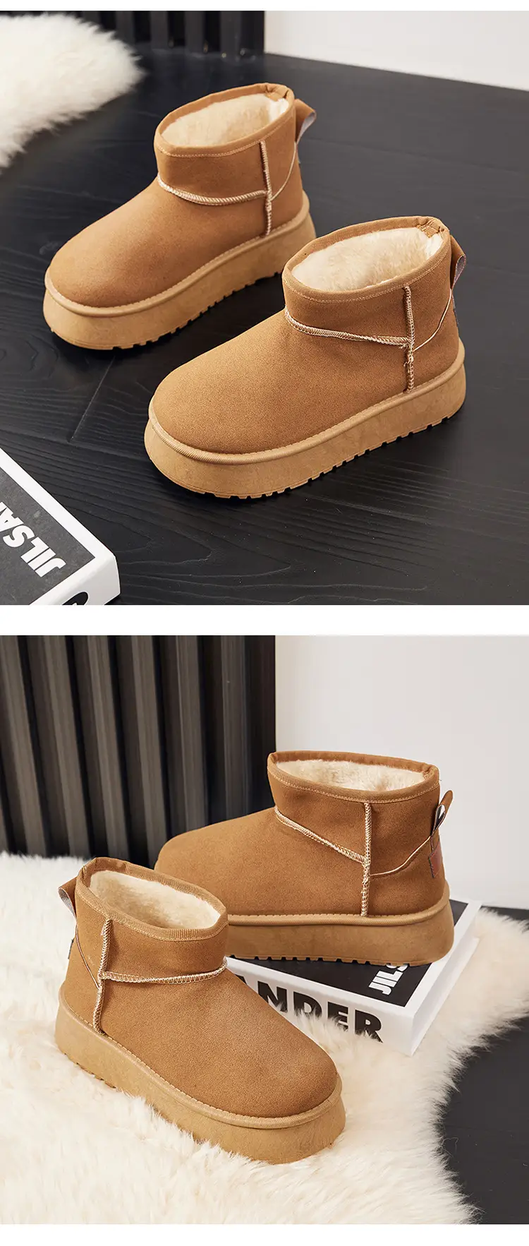 Women's Fleece Lined Snow Boots Mid-Calf Warm Winter — feature 23