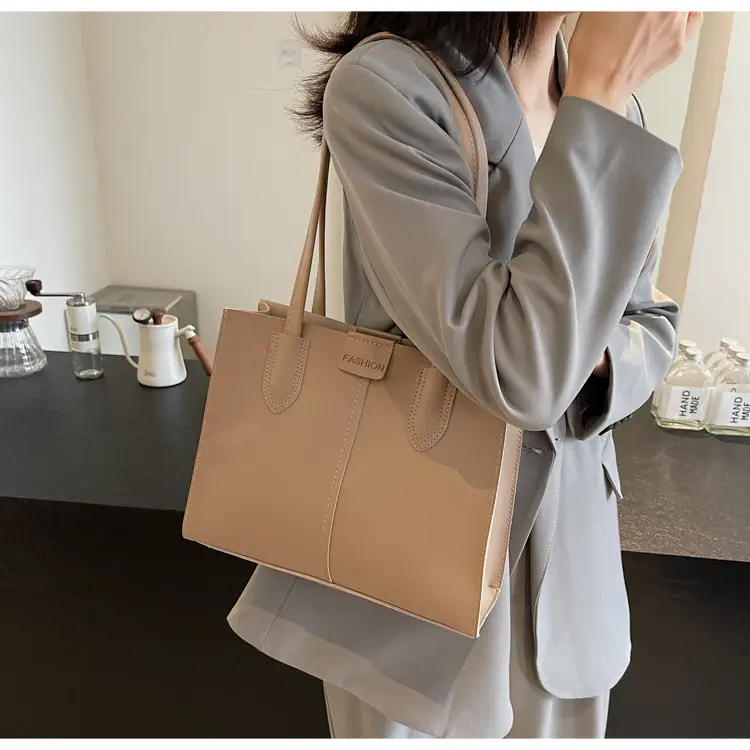 Women's Large Capacity Tan Tote Bag — feature 18