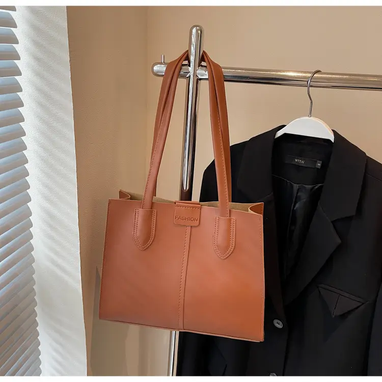 Women's Large Capacity Tan Tote Bag - Image 2