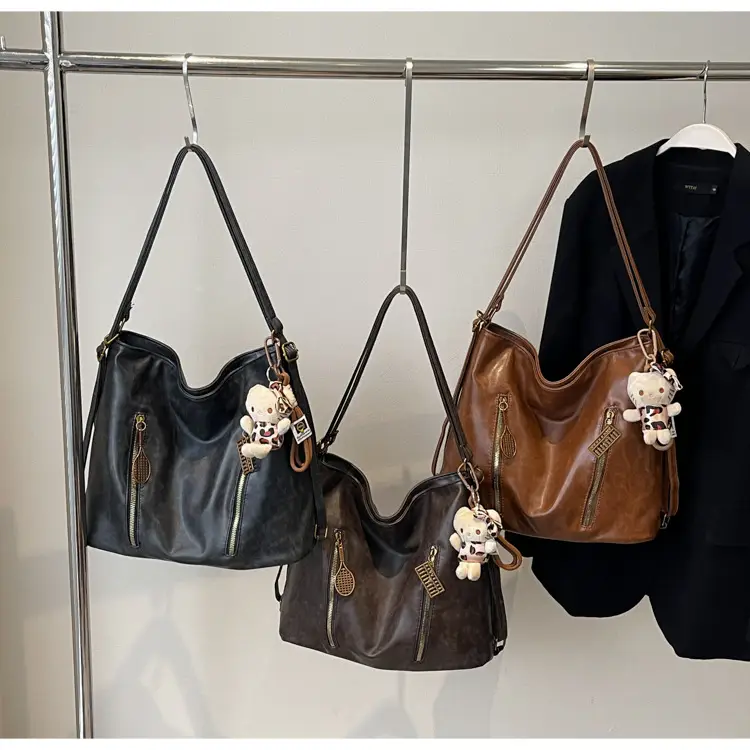Women's Large Capacity Shoulder Tote Bag Brown New Autumn Winter — feature 1