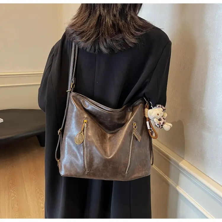 Women's Large Capacity Shoulder Tote Bag Brown New Autumn Winter — feature 11
