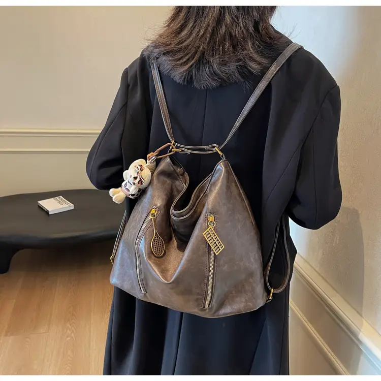 Women's Large Capacity Shoulder Tote Bag Brown New Autumn Winter — feature 13