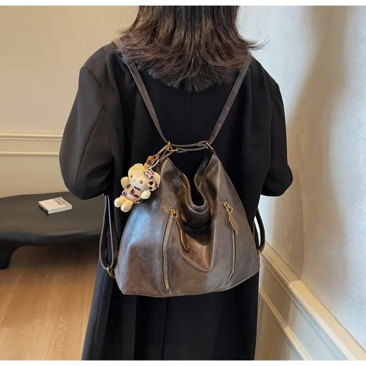 Women's Large Capacity Shoulder Tote Bag Brown New Autumn Winter — feature 14