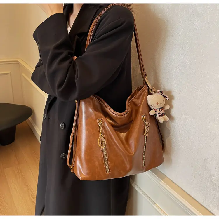 Women's Large Capacity Shoulder Tote Bag Brown New Autumn Winter — feature 16