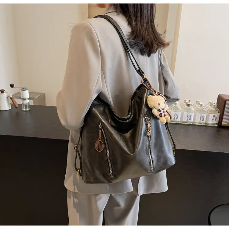 Women's Large Capacity Shoulder Tote Bag Brown New Autumn Winter — feature 21