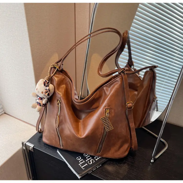 Women's Large Capacity Shoulder Tote Bag Brown New Autumn Winter — feature 25
