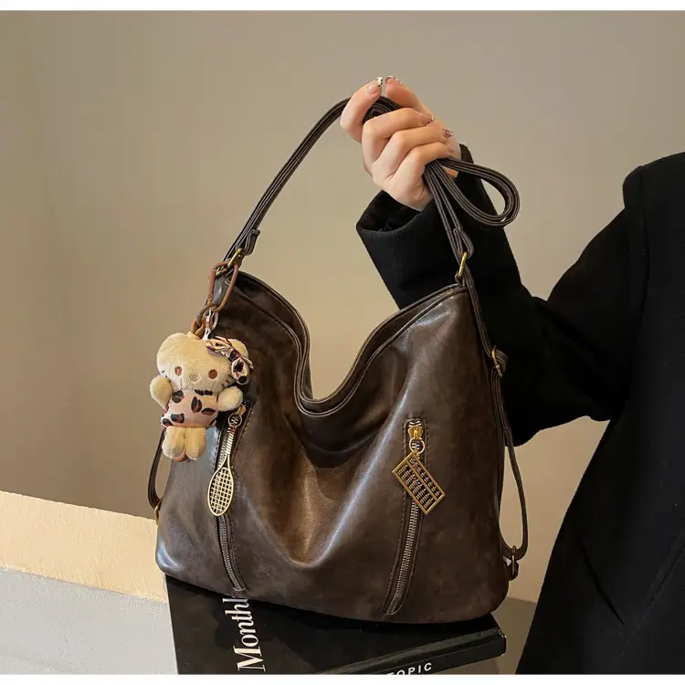Women's Large Capacity Shoulder Tote Bag Brown New Autumn Winter — feature 28