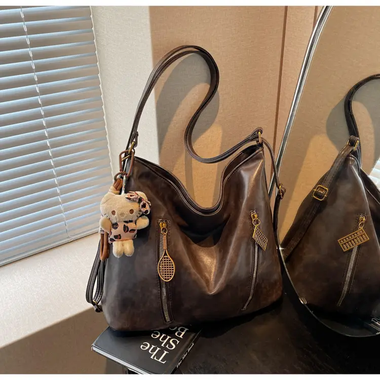Women's Large Capacity Shoulder Tote Bag Brown New Autumn Winter — feature 29