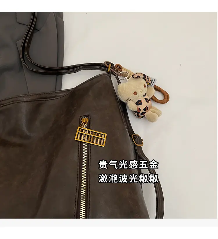 Women's Large Capacity Shoulder Tote Bag Brown New Autumn Winter — feature 4