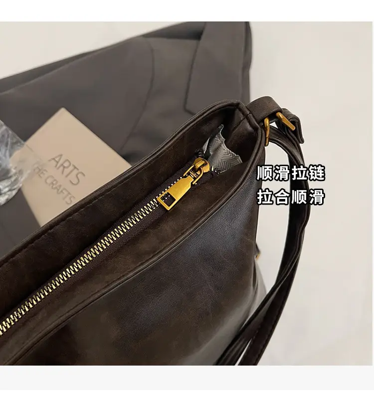 Women's Large Capacity Shoulder Tote Bag Brown New Autumn Winter — feature 5