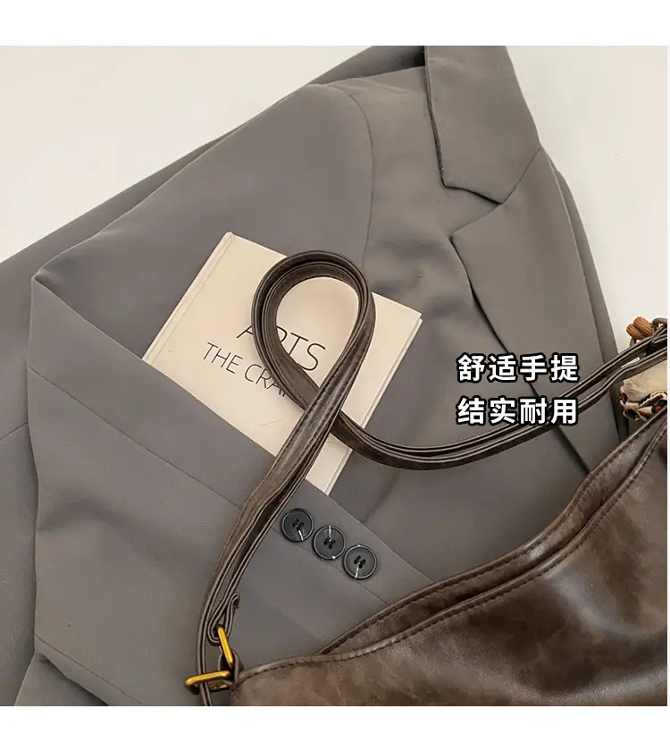Women's Large Capacity Shoulder Tote Bag Brown New Autumn Winter — feature 6