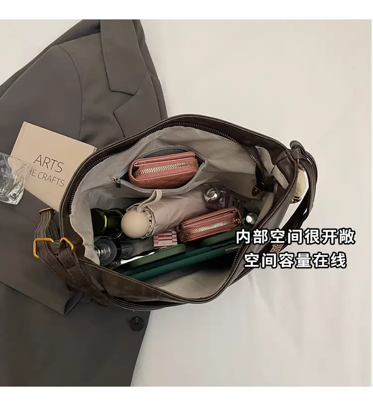 Women's Large Capacity Shoulder Tote Bag Brown New Autumn Winter — feature 9
