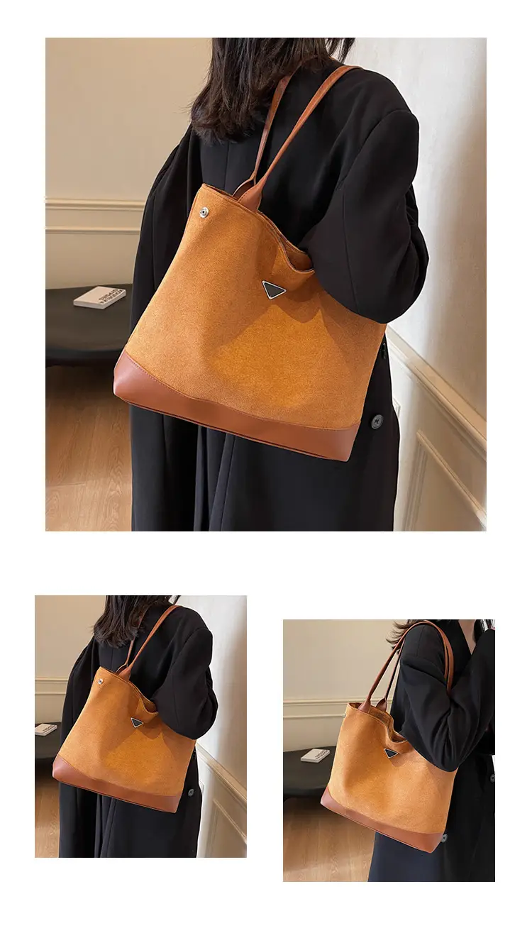 Women's Black Deer Leather Shoulder Bag 2024 Korean Style — feature 24