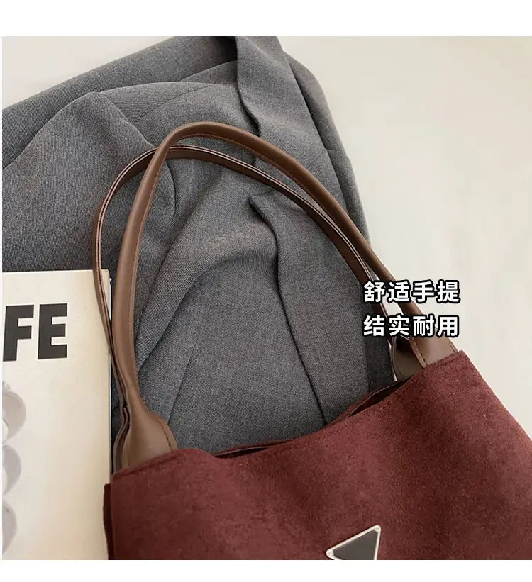 Women's Black Deer Leather Shoulder Bag 2024 Korean Style — feature 5