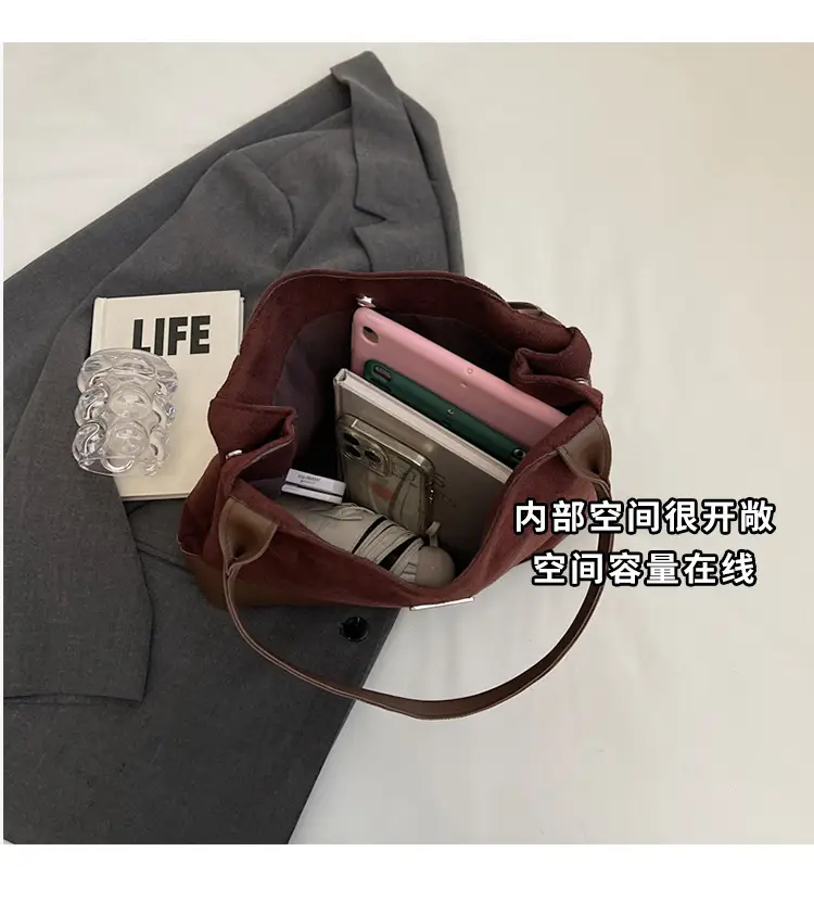 Women's Black Deer Leather Shoulder Bag 2024 Korean Style — feature 8