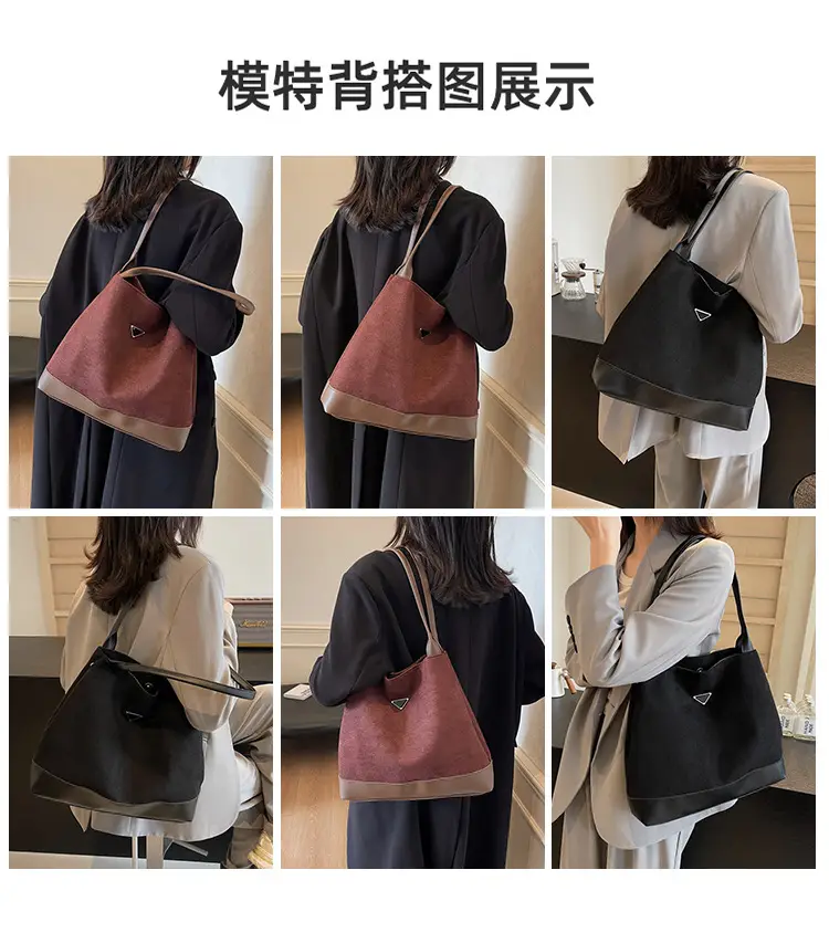Women's Black Deer Leather Shoulder Bag 2024 Korean Style — feature 9
