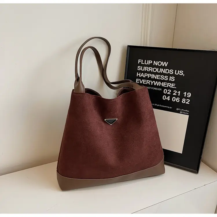 Women's Black Deer Leather Shoulder Bag 2024 Korean Style - Image 2