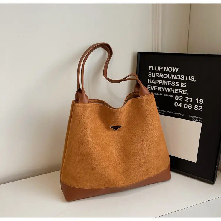 Women's Black Deer Leather Shoulder Bag 2024 Korean Style - Image 3