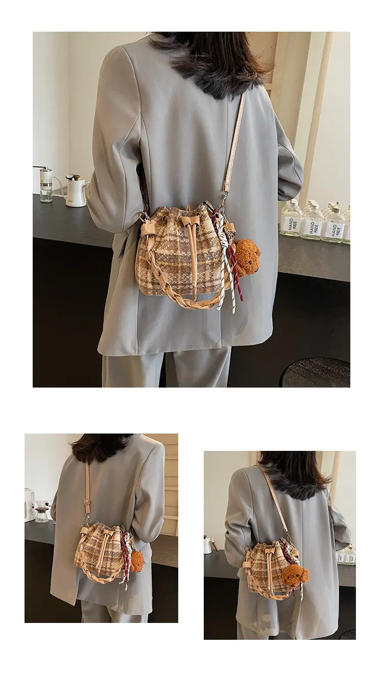 Women Plaid Drawstring Bag 2024 Autumn Crossbody — feature 22