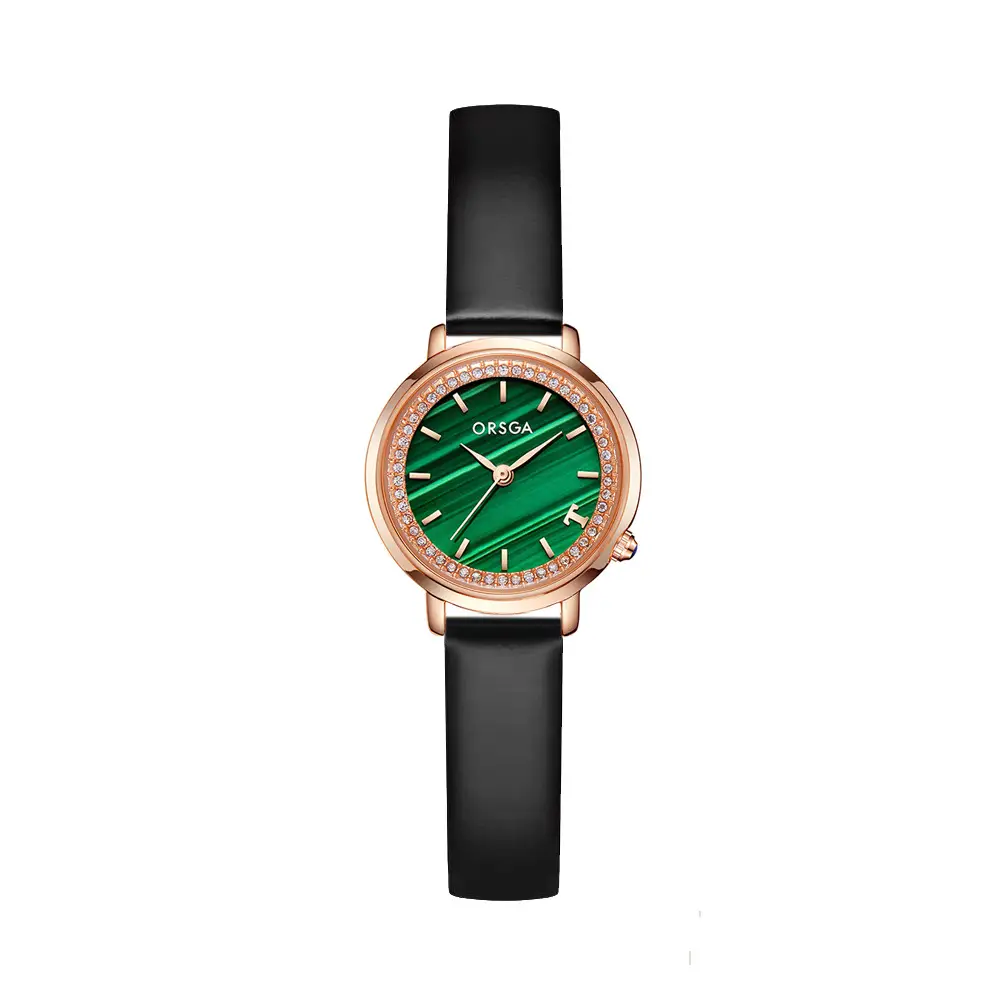 Orsga Emerald Green Ladies Watch with Rose Gold Band