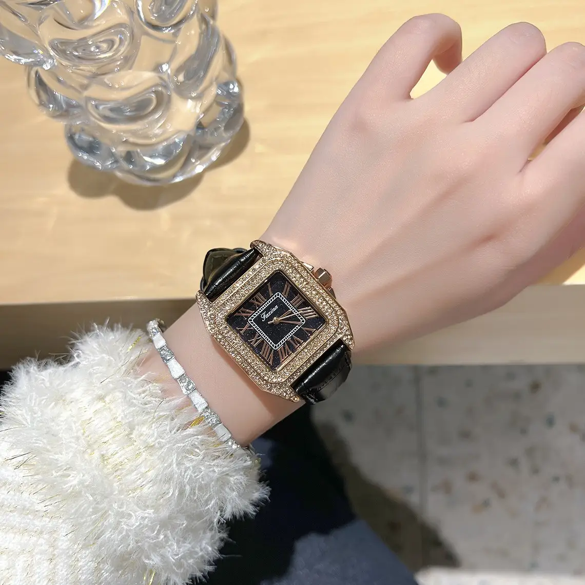 Fasina Diamond Encrusted Women's Square Watch - Image 3