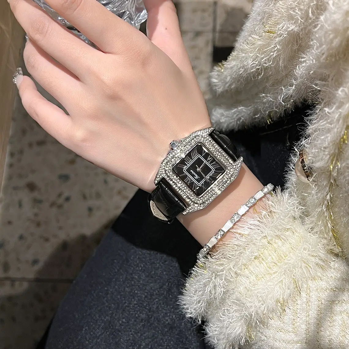 Fasina Diamond Encrusted Women's Square Watch - Image 4